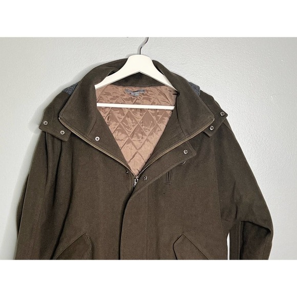 Vince Short Vest Hoodie Wool Jacket In Khaki Women's Size XS - Picture 2 of 10